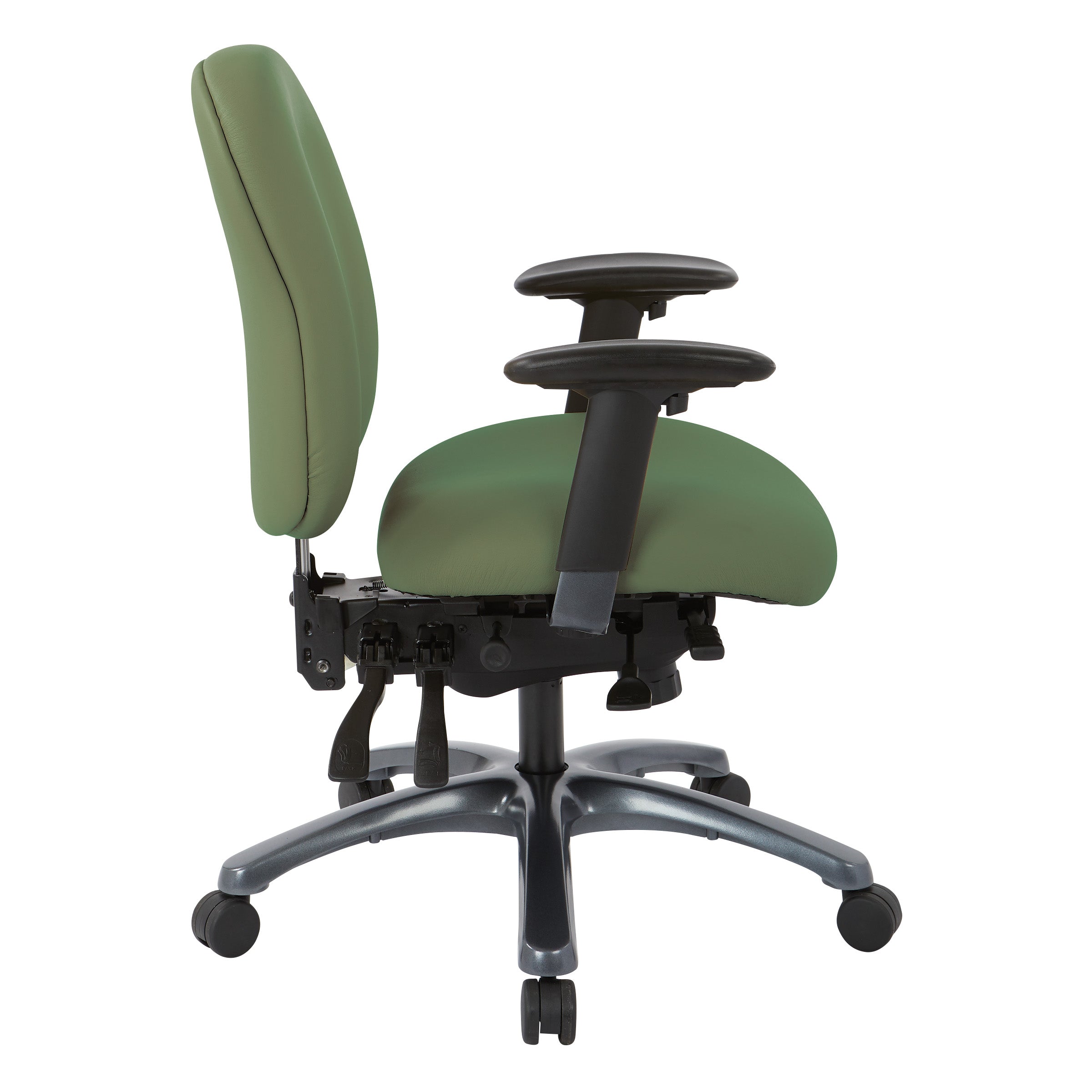 Multi-Function Mid Back Chair with Seat Slider and Titanium Finish Base